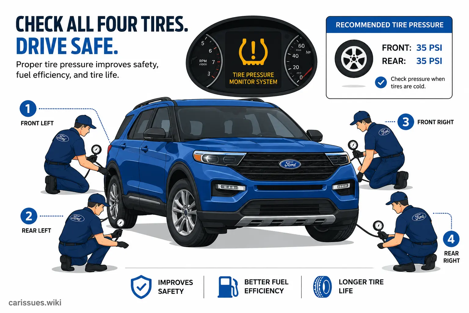 Ford vehicle tire pressure check before TPMS reset