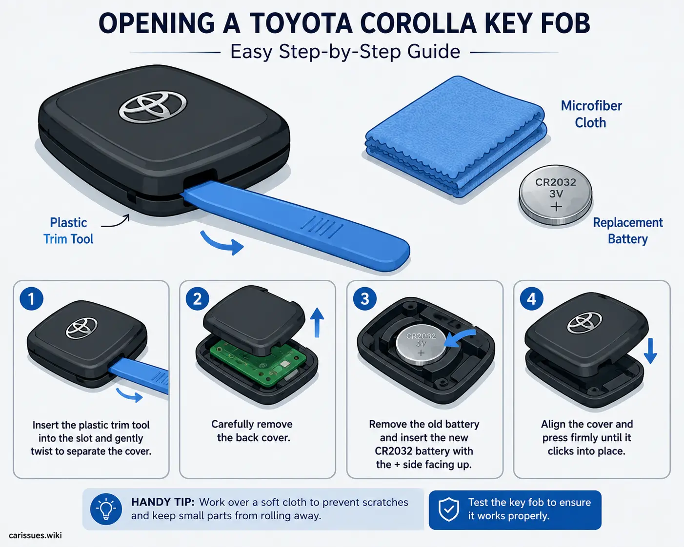 Safely opening a Toyota Corolla key fob with proper tools